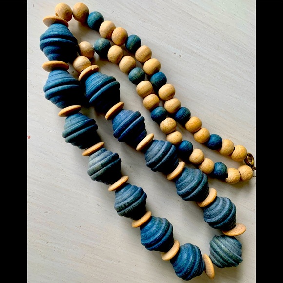 70s Wood Bead Necklace - Picture 1 of 4